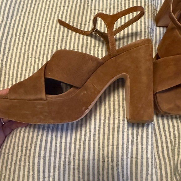 Loeffler Randall Tan Suede Platform Sandals - Picture 5 of 11